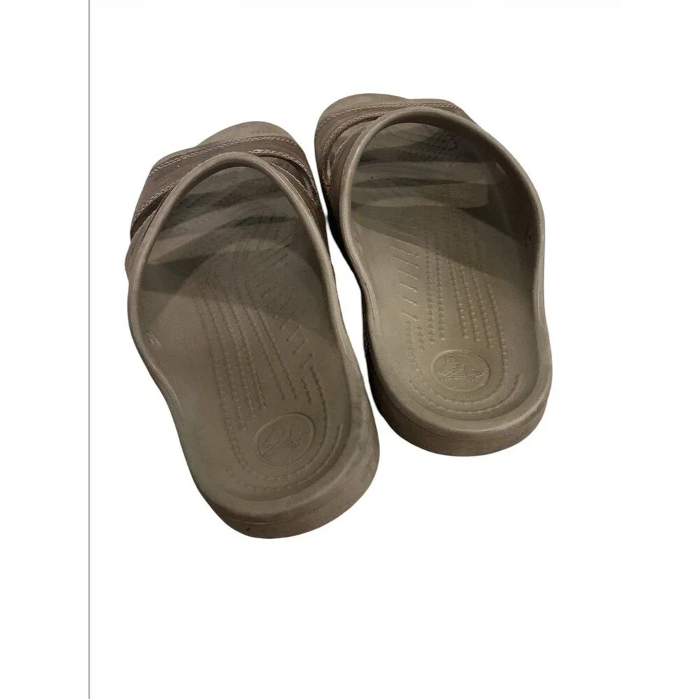 Crocs Yukon Two Strap Leather Sandals Brown Mens Sz 12